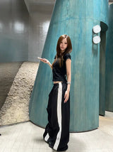 Silver Edge Line Wide-Leg Pants