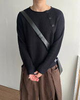 Beat Henley-Neck Crop Knit