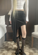 Nave Shirring Unbal Long Skirt (2color)