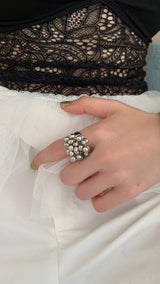Bold silver balls ring