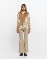 Embroidered Velvet Slim Shirt _ BEIGE
