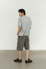 パネルドカーゴポケットヘリンボーンツイルショーツ (Washed Khaki)