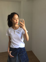 Button-Up Crewneck Short Sleeve (3color)