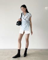 letter linen wrap blouse