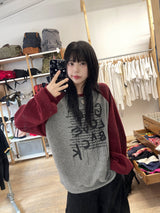 シノラグランワッフルスウェットシャツ