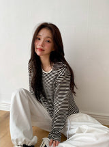 LM Border Rib Loose Round T-Shirt (3color)