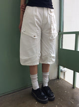 プッツ ポケット カーゴ ピンタック バミューダ パンツ