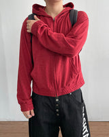 Roving Slub Cropped Hooded Zip-up