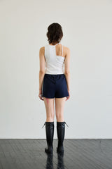BEBE UNBALANCE SLEEVELESS TOP / WHITE