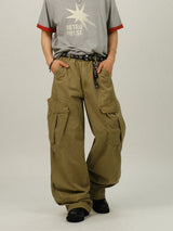 NA Cargo Vintage Washing Wide Pants
