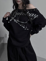 eyelet one-shoulder lettering mtm (2color)