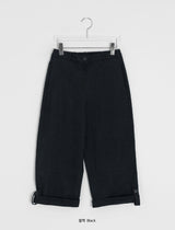 オブニンカプリ9分丈ボタンロールアップパンツ