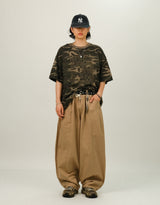 BEE Curved Line Pin-tuck Balloon Pants
