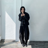 3D Pleated Metal Button Collar Jacket
