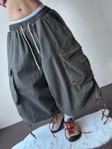 Down Loaf Two-Style Pigment Balloon Cargo Bermuda Shorts 3color