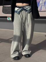 Denim layered sweat pants(2color)