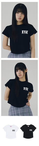 ITZ ミニロゴクロップTシャツ　ブラック