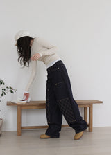 QUILTING INDIGO WIDE DENIM