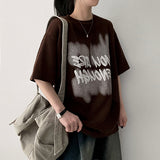 Surf lettering knit short-sleeved T-shirt