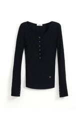 Button Bell Line Knit_Black