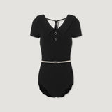 Retro Collar Belted One-piece