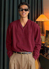 Steady Crop V-Neck Cozy Knit 4COLOR