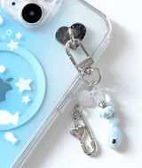 Blue Summer Fish Star Magsafe Phone Grip + Card Pocket Case Key Charms SET