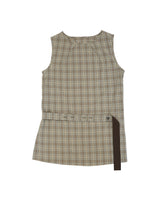 チェックボタンドレス / brown