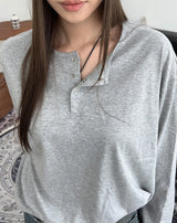 ケインヘンリーネックコットン長袖Tシャツ