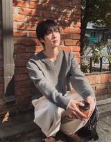 [wool80%] コップウールレイヤードVネックニット