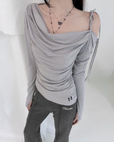 Cats Draping One-Shoulder Top
