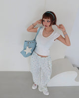 Flower cargo string jogger & wide pants