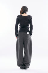 Leah V-neck strap wool knit