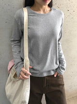 Achu Brushed Basic Round Long Sleeve Tee