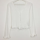 Frill Hem V-Neck Cardigan (3color)
