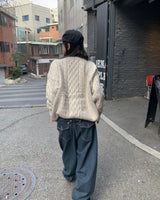 バックボタンメガデニムパンツ