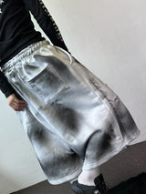 Space Side Lettering Distressed Bermuda Shorts 3color