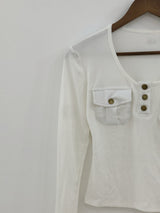 Two-Pocket Slim Button Tee