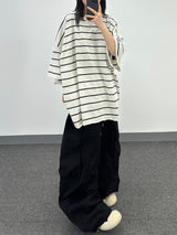 シアー ストライプド Tシャツ