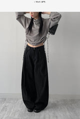 Checked shirring raglan blouse