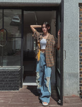 muse wide damage denim pants