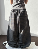 Ribbond Check Elastic Waist Balloon Long Pants 3 Colors