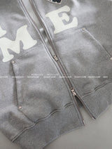 Heart patch oversized-fit hooded zip-up