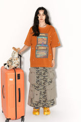 Summer loose and breathable short-sleeved T-shirt with hand-painted grainy print