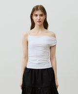 SHERRY UNBALANCE SHIRRLING TOP / WHITE