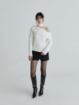 Muffler symbol knit set (White)