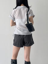 [Short Sleeve ver.] Kaya Wrap See-through Roll-up Shirt