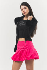 Logo Cubic Crop Top Black
