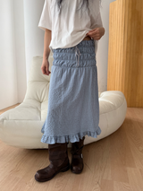 side button smocking skirt & dress 