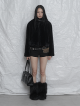 [mnem] Fur Collar Jacket (black)